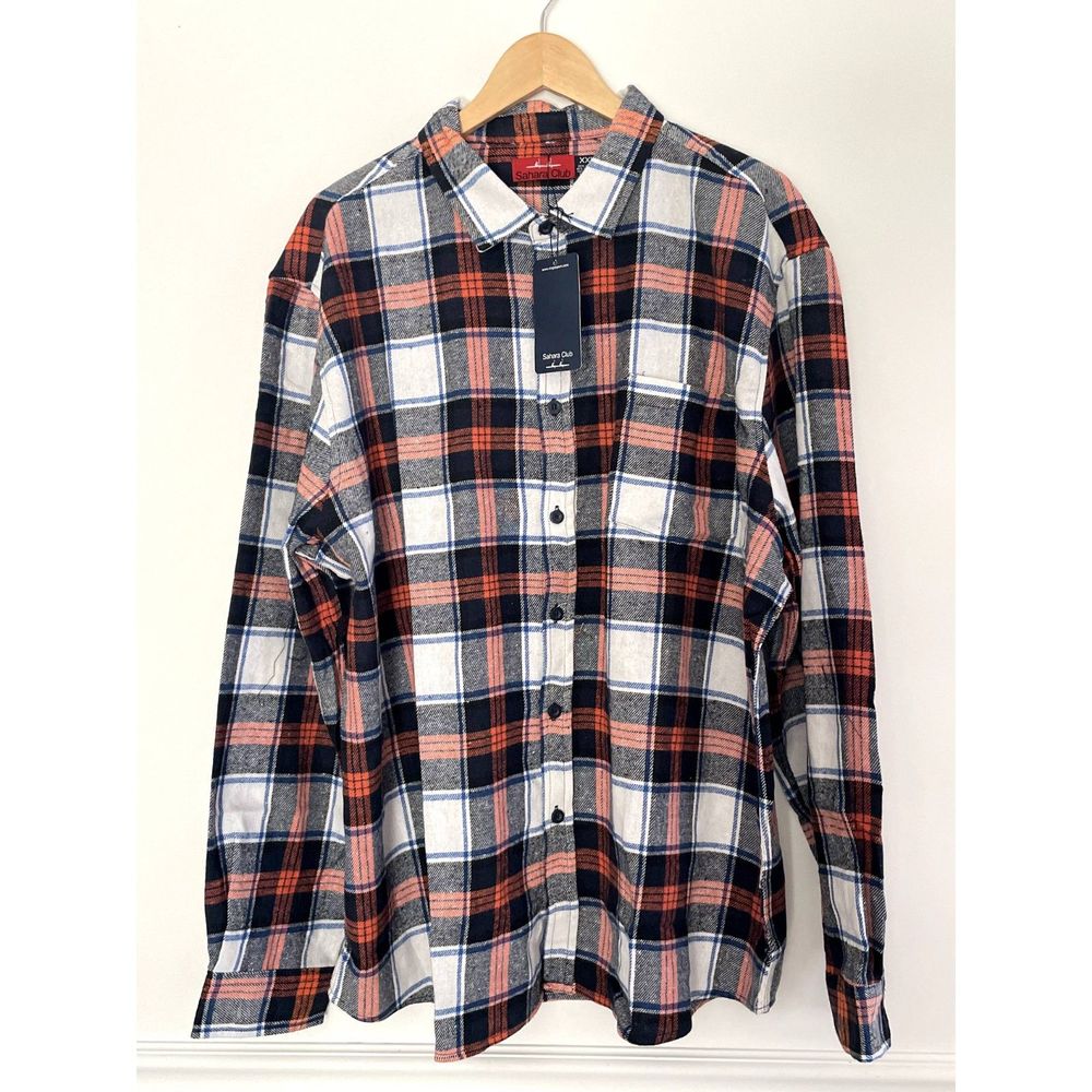 Sahara Club Classic Plaid Men's Flannel Button Shirt Size 2XL XXL NEW D59